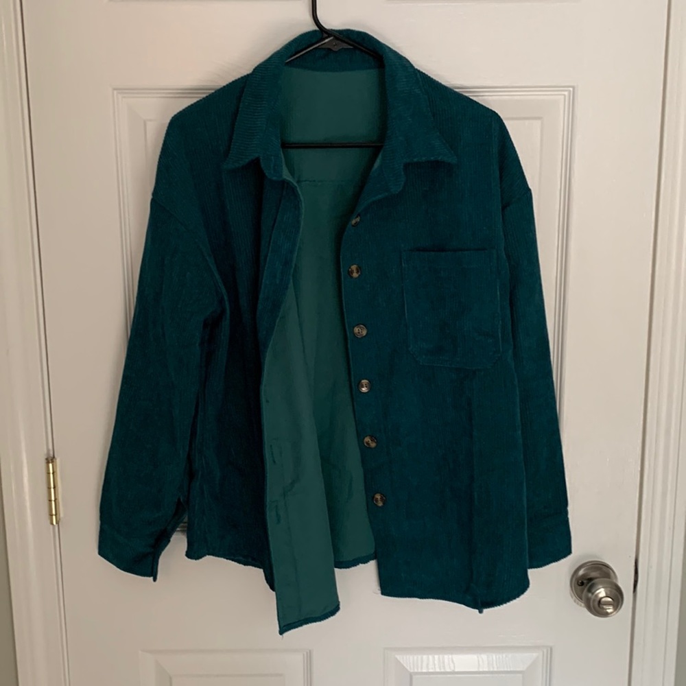Teal Corduroy Button-up